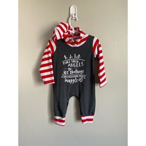 Gender Neutral Baby Christmas Long Sleeved Hooded Romper